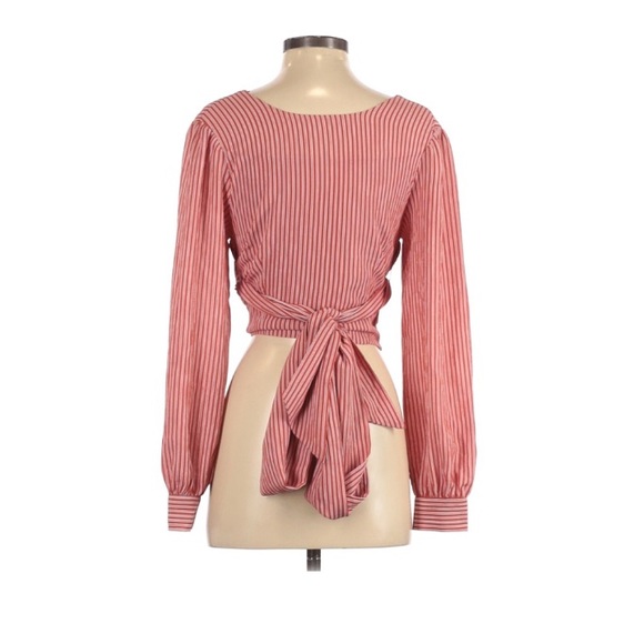 109. Chriselle X J.O.A Crop Tie Blouse Top - Picture 2 of 7